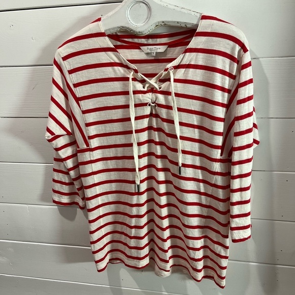 ❤️ PART TWO – Red & Cream Striped Top – Size S - Picture 7 of 10
